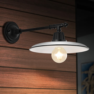 Bonner 12" Farmhouse Industrial Indoor/Outdoor Iron LED Victorian Arm Outdoor Sconce - JONATHAN Y